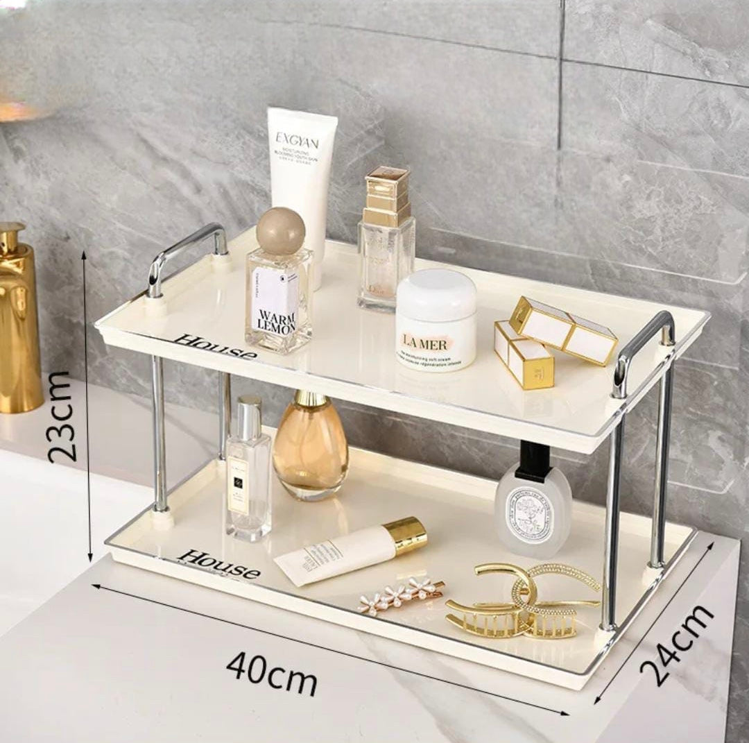 Double Layer Luxury Acrylic Storage Rack, Desktop Tray Storage Rack, Desktop Rack Bathroom Organizer Double Layer Luxury Acrylic Storage Rack, Desktop Tray Storage Rack, Desktop Rack Bathroom Organizer